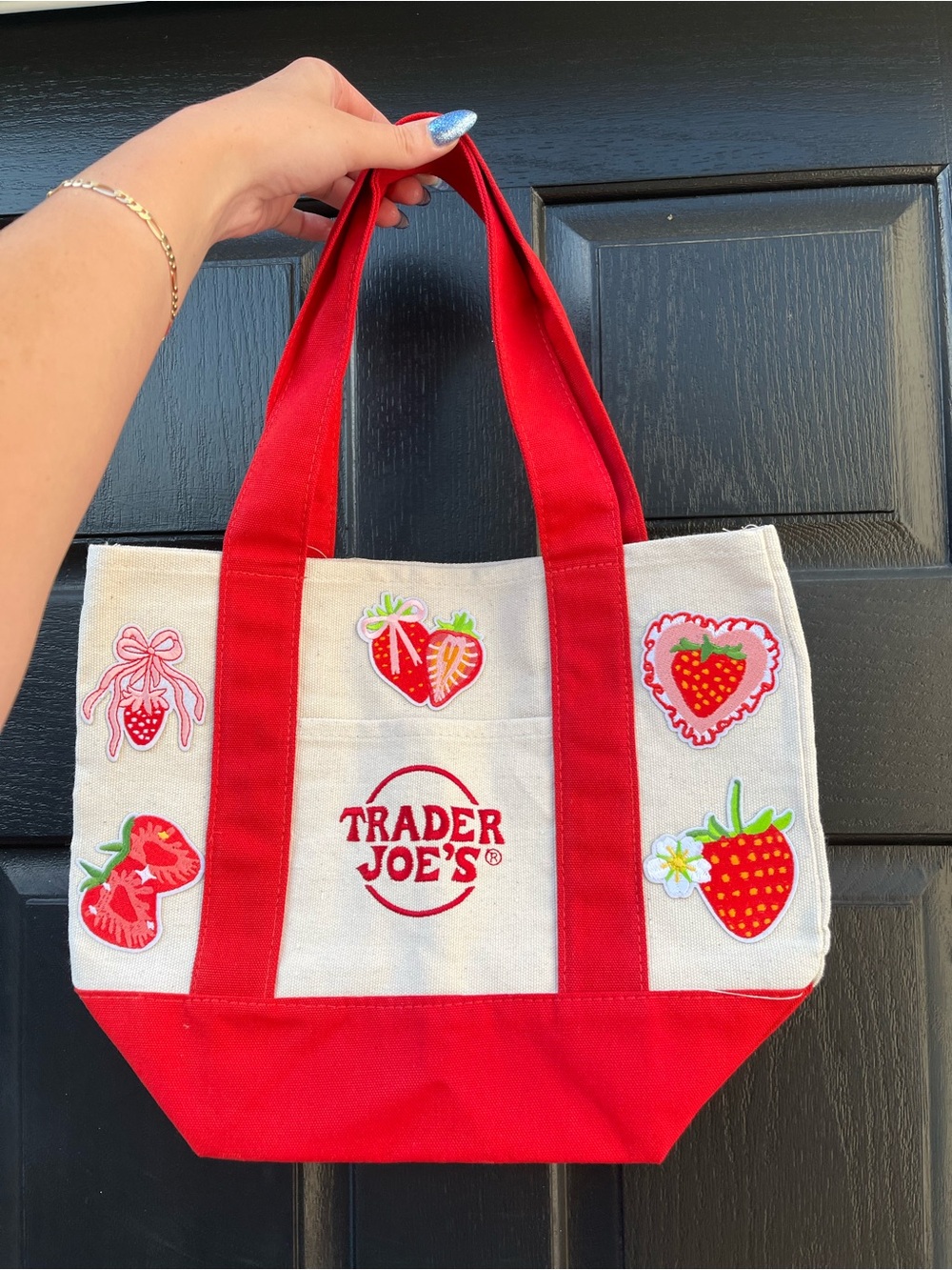 ✨ 🍓 Trader Joe’s Red "Sweet Strawberry Picnic" Mini Tote Bag 🎀 🌸✨